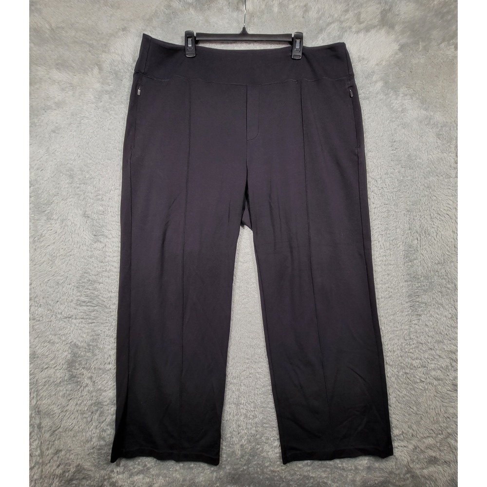 Athleta Eastbound Wide Leg Pants Womens 22 Black Lounge Travel Athleisure 988040